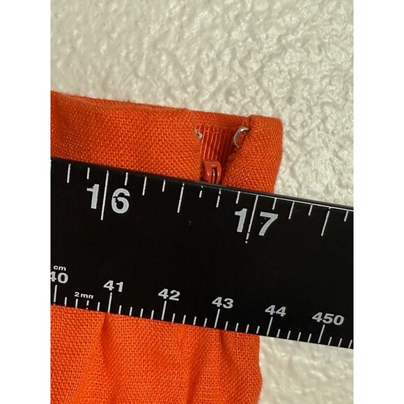 J Crew 100% Linen Faux Wrap Ruffle Skirt Womens 14 Tall Orange A-Line Layered - Picture 12 of 13
